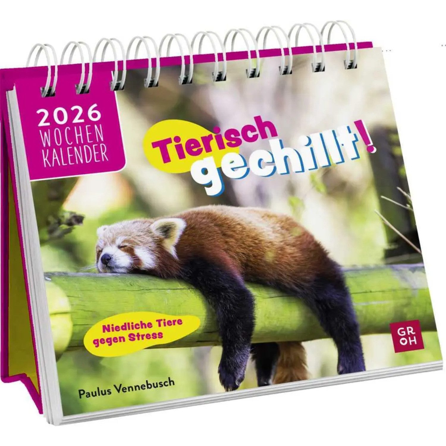 groh Verlag Tischkalender Mini-Wochenkalender 2026: Tierisch gechillt!