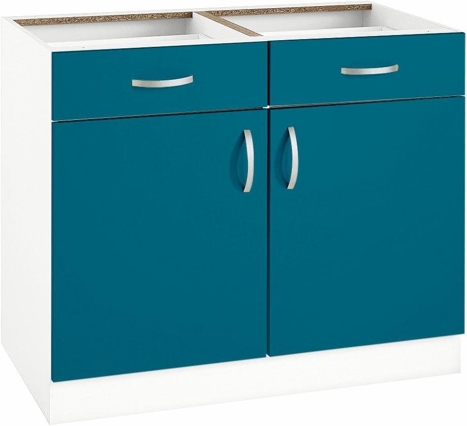 wiho Küchen Unterschrank cm Ozeanblau Flexi Breite 100