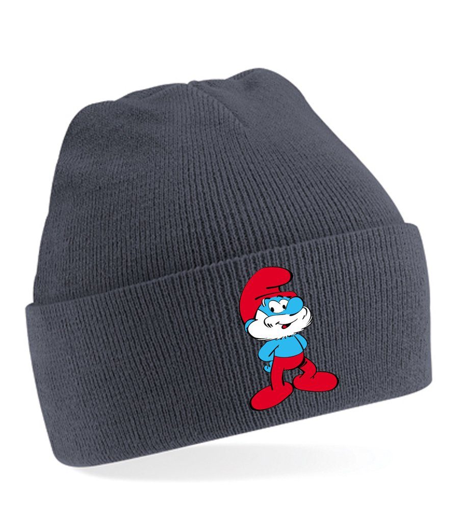 Blondie & Brownie Beanie Schlumpf Schlümpfe Grau Unisex Mütze Schlaubi Papa Erwachsenen