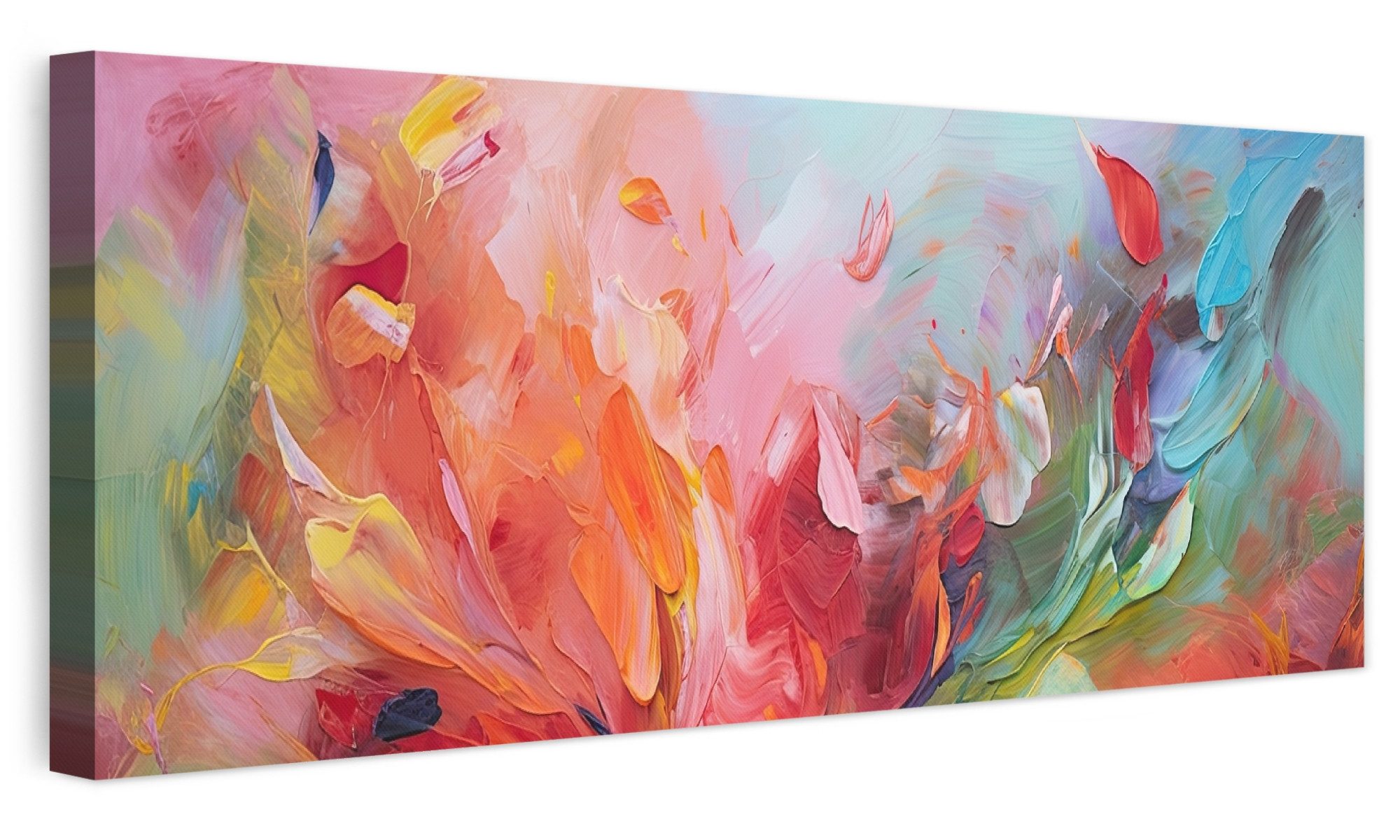 OneMillionCanvasses® Leinwandbild Panorama Ölfarbenoptik - Kunst - Abstrakt - Farbenfroh, Fotodruck (1 St), Wandbild, Deko Schlafzimmer …