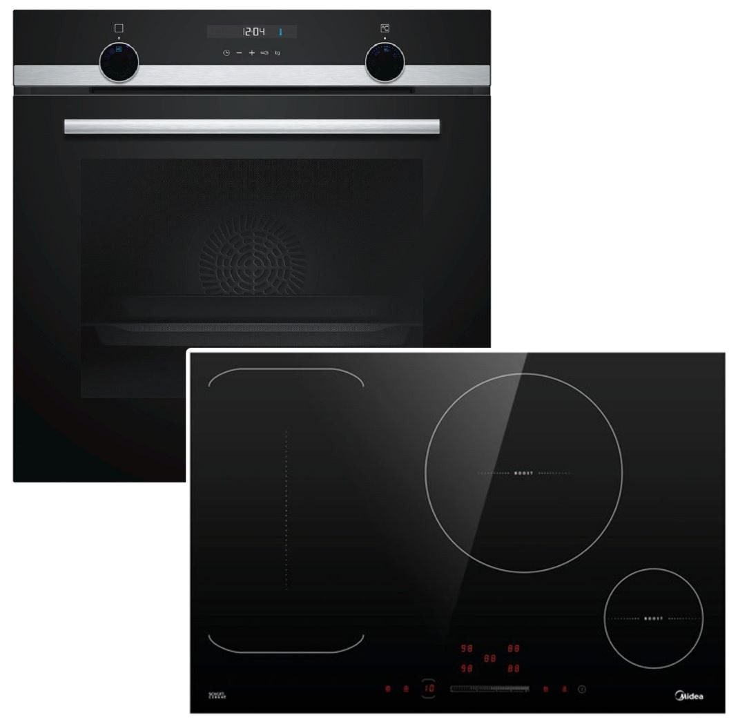 SIEMENS Backofen-Set Kindersicherung + Midea Induktionskochfeld Booster autark 70 cm