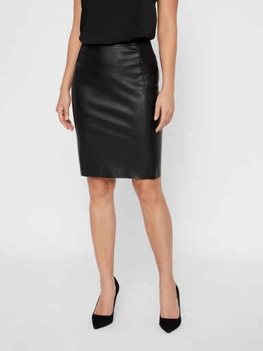 Vero Moda Lederimitatrock VMBUTTERSIA HW COATED SKIRT NOOS