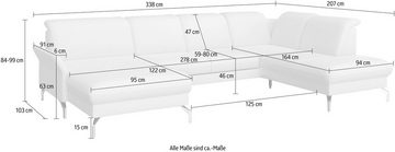 sit&more Wohnlandschaft Fashion U-Form, wahlweise mit Kopfteilverstellung, Vorziehsitz, motorisch, Metallfüße