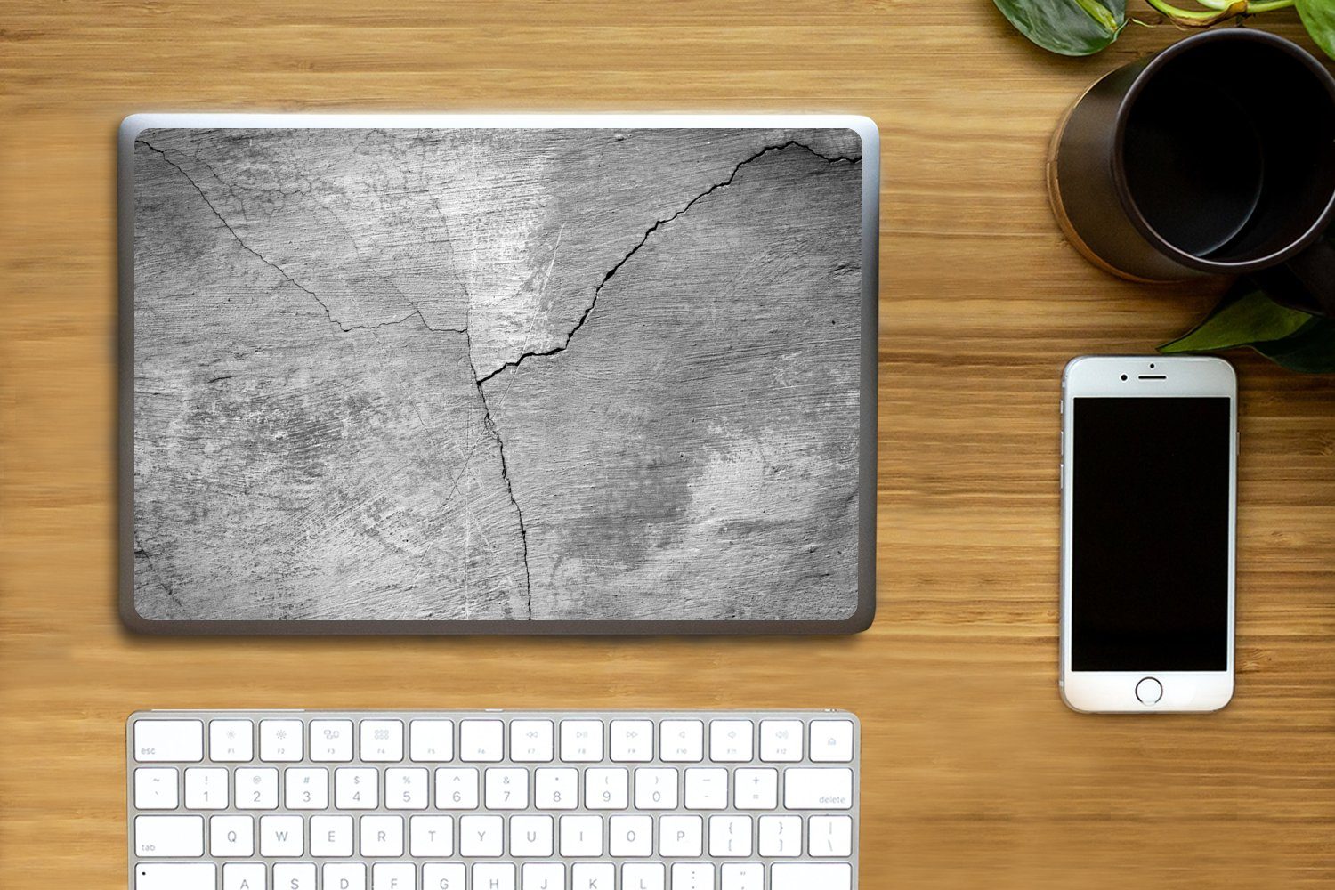 Thumbnail - MuchoWow Laptop-Aufkleber Beton - Industriell - Grau - Weiß - Vintage, (1tlg), Laptop Folien Cover, Aufkleber, Sticker, ...
