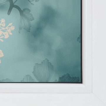 Fensterfolie Fensterfolie selbstklebend, Sichtschutz, Aqua Floral - Blau, LICHTBLICK ORIGINAL, blickdicht, glatt