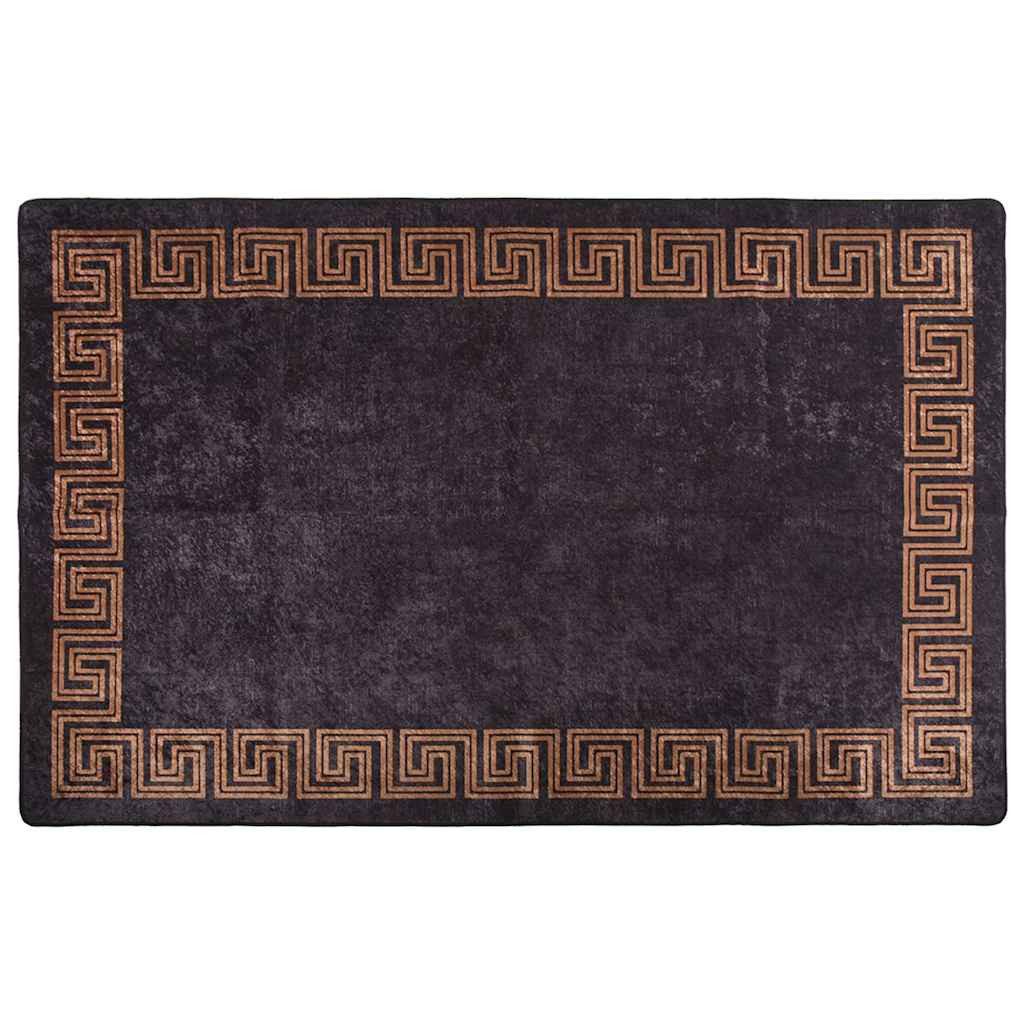 vidaXL Teppich Teppich Waschbar Schwarz und Golden 160x230 cm, Rechteckig