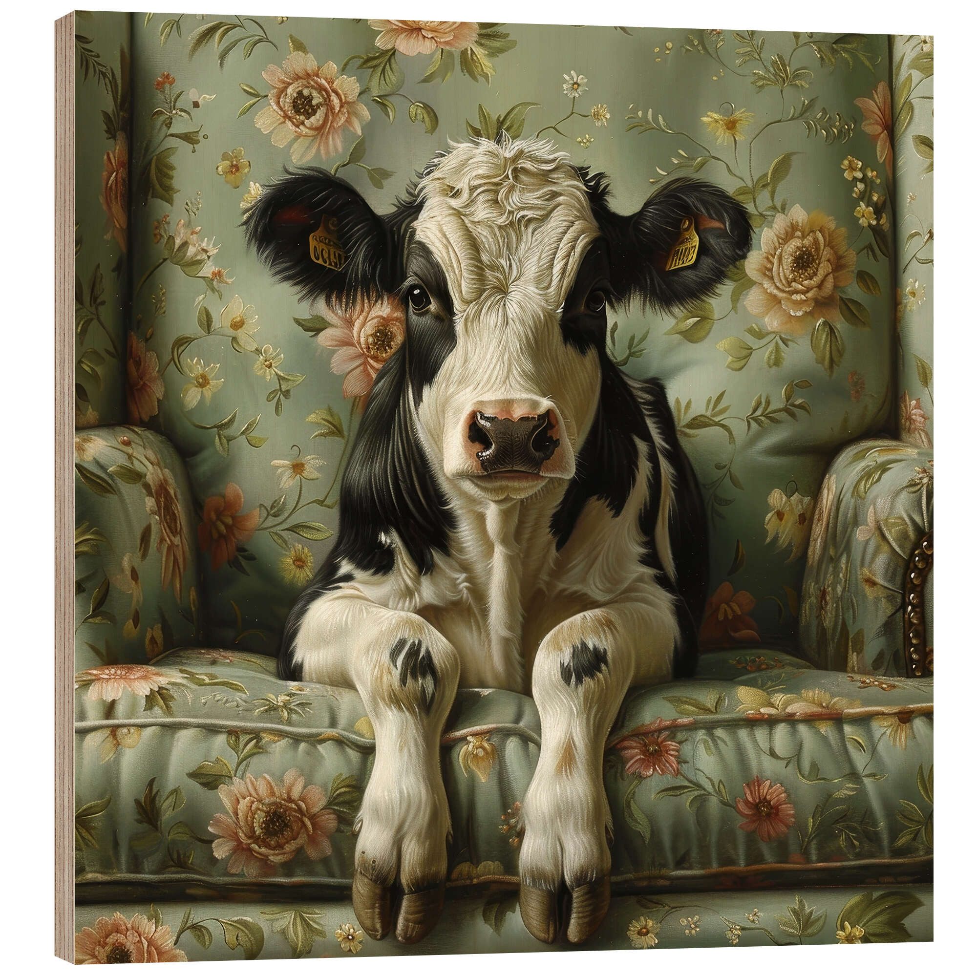 Posterlounge Wandbild Süßes Kalb auf Sofa, DejaReve, erhältlich als Poster, Leinwandbild, Wandsticker oder Acrylglasbild