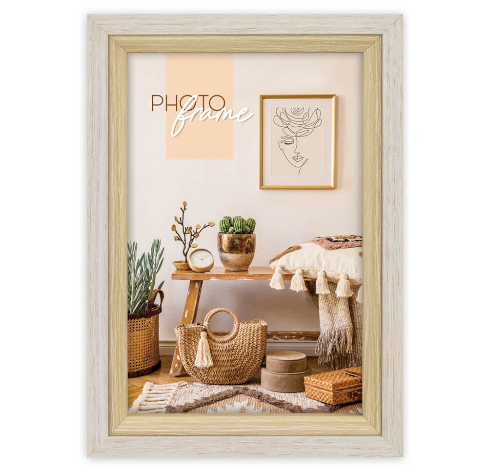 matches21 HOME & HOBBY Рамки Holz Рамки rechteckig braun-beige für 10x15 cm, Wand-Deko Fotorahmen im Hochformat, Querformat zum Stellen, Hängen