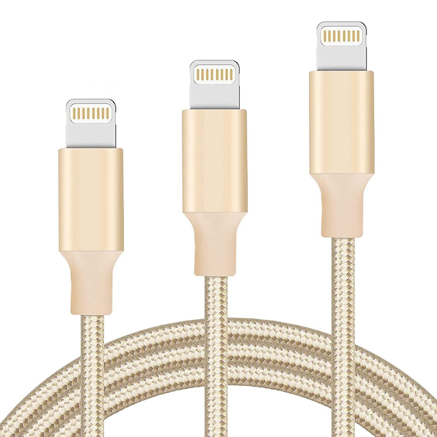 Quntis MFi-Zertifiziert Lightning Kabel Nylon USB-Kabel, 3Pack 1+2+3M