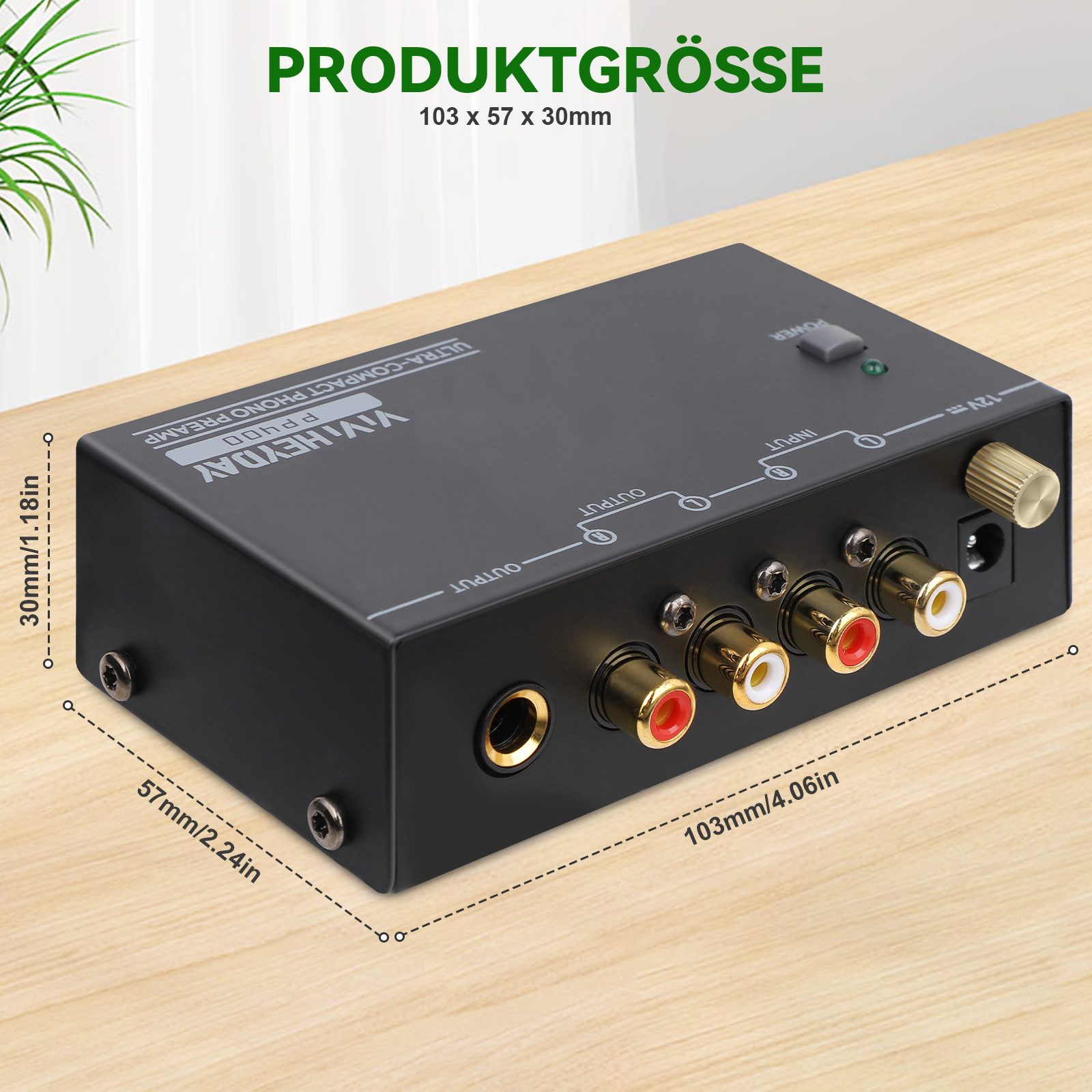 VIVIHEYDAY Phono Vorverstärker, Vorverstärker für Plattenspieler Vorverstärker (Anzahl Kanäle: mit 3,5-mm-Kopfhörer und RCA-Ausgang, inkl. Netzschalter)