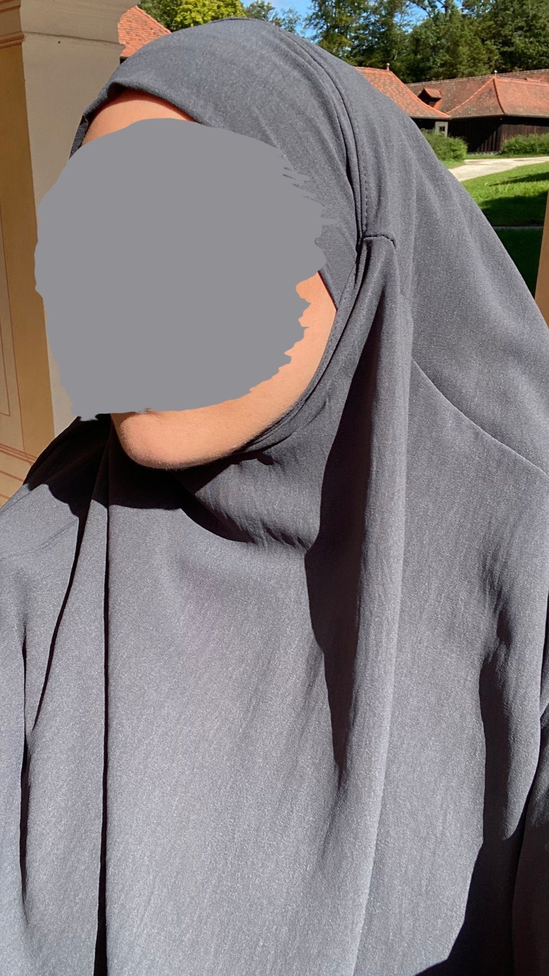HIJABIFY Kopftuch Khimar Jazz zweilagig Stoff, aus mit Anthrazit Niqabfunktion