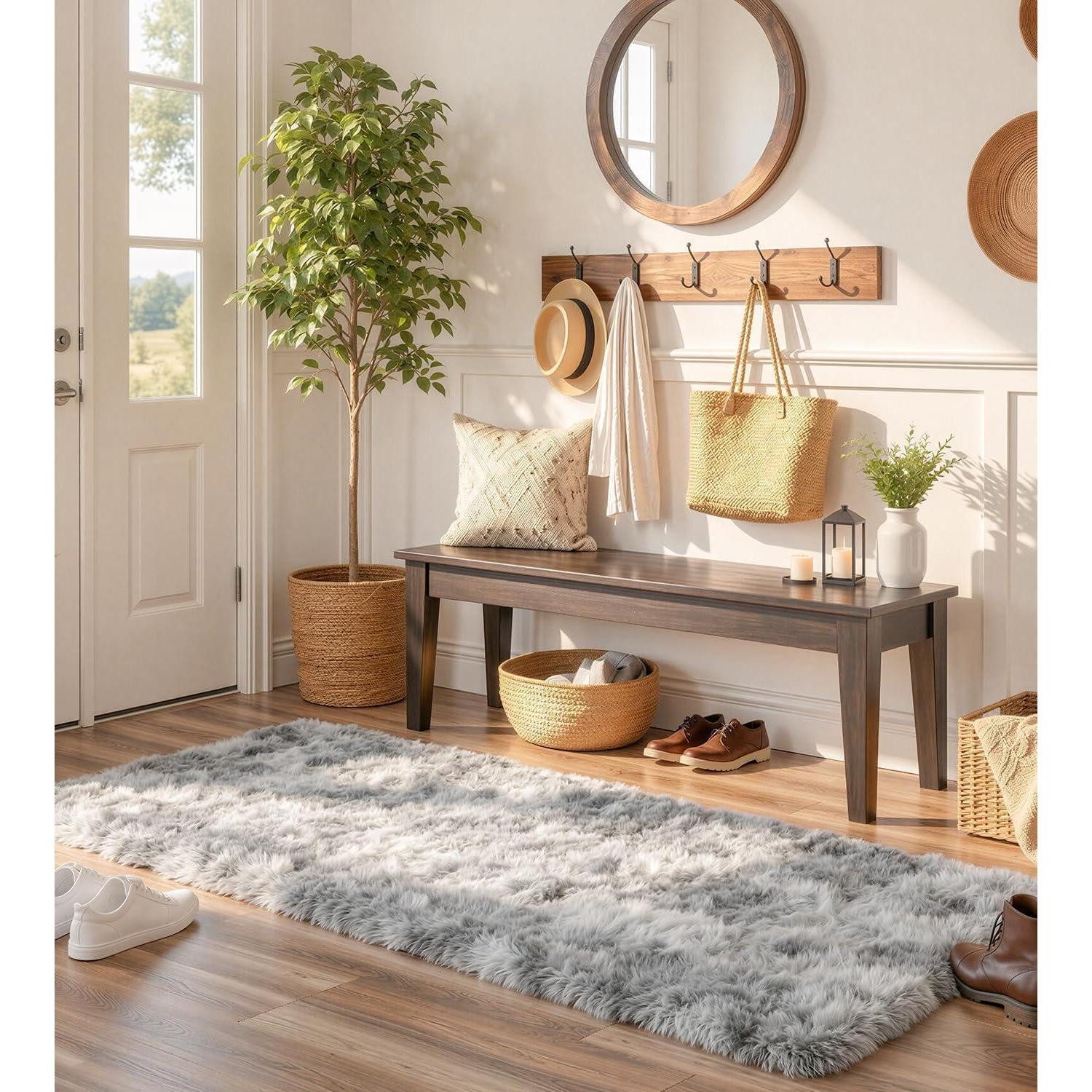 LuxusKollektion Hochflor-Läufer Läufer Teppich 80x150 Hellgrau, rechteckig, Höhe: 10 mm