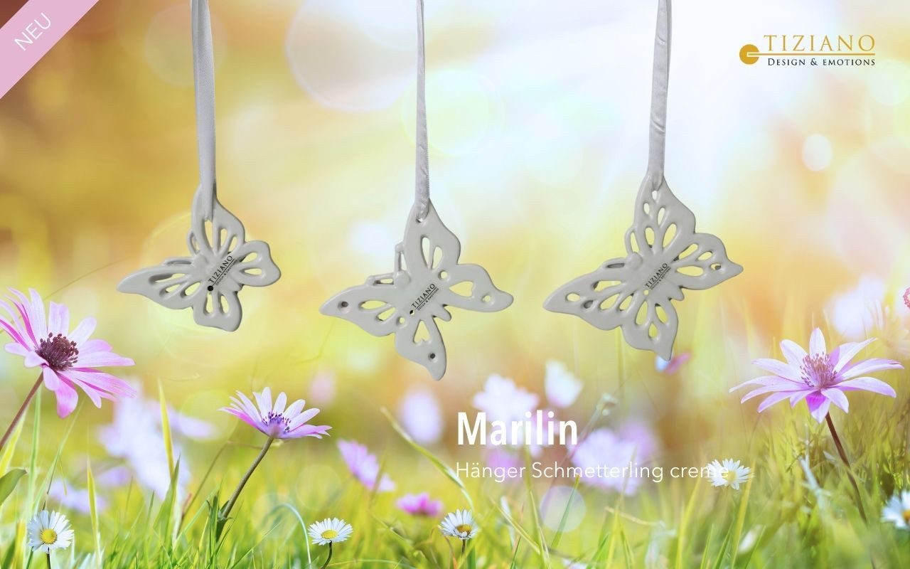 TIZIANO - DESIGN & EMOTIONS Dekohänger Schmetterling Marilin creme-weiß – Keramik Hängedeko