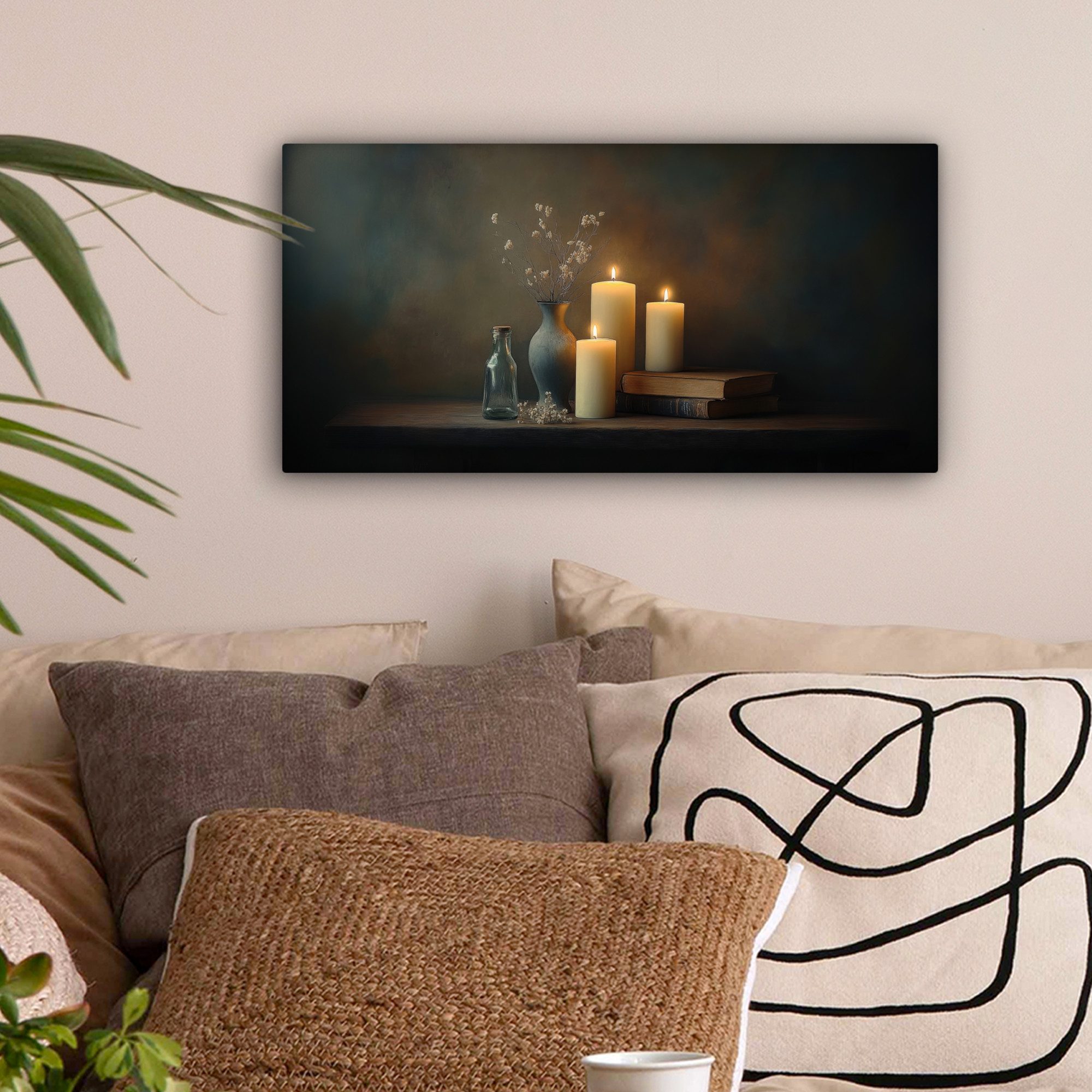 OneMillionCanvasses® Leinwandbild Panorama Kerzen - Stilleben günstig online kaufen