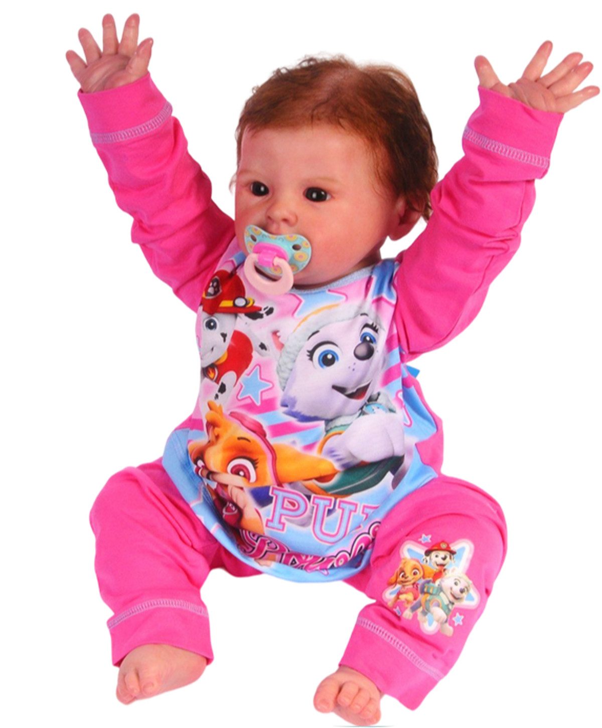 Pyjama Pyjama Schlafanzug für Kinder Hose Langarmsihrt in Pink Rosa weich, 86 92 98 104, mit Hunden Motive