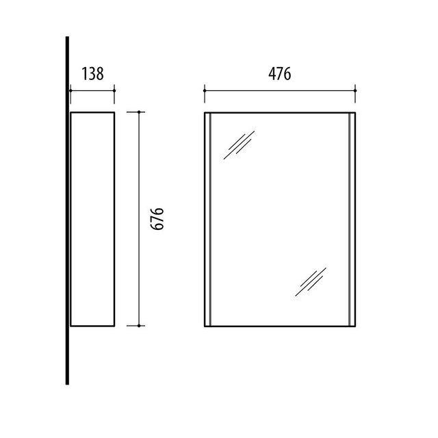 Planetmöbel Badezimmerspiegelschrank Spiegelschrank Matt 50cm