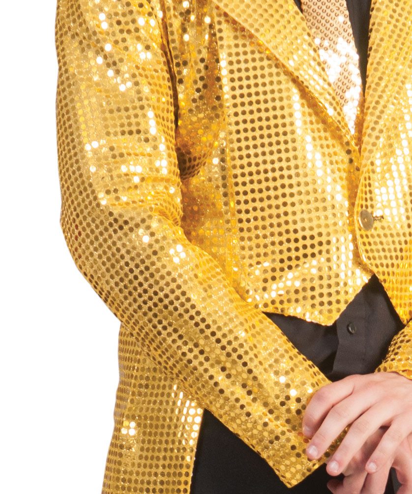 Karneval-Klamotten Kostüm Frack Pailletten Herren gold mit Fliege schwarz, Pailletten Herrenfrack für Silvester, Karneval, Party's, Zirkus, Show