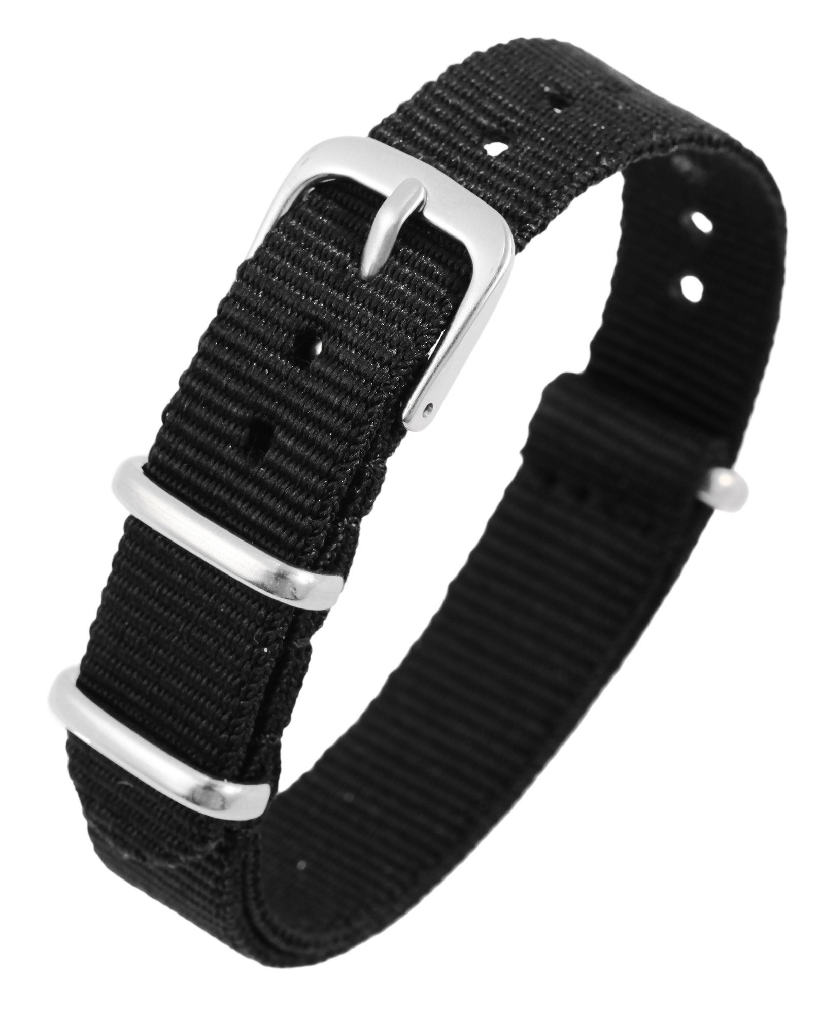 Steinmeister Uhrenarmband ET0522 Hochwertiges Nylonarmband 14 - 22 mm schwarz