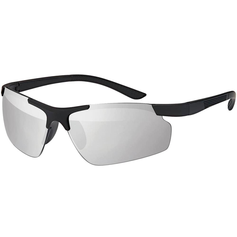 (Packung, Brille Polarisiert, mit Eyewear 1-St), Schwarz Linsen polarisierten BEZLIT Silber Sonnen Sport Fahrradbrille