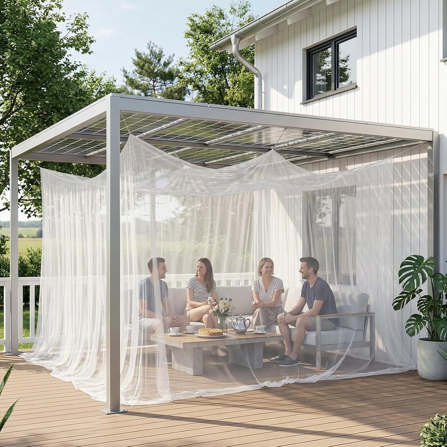 Sekey Moskitonetz Moskitonetz 500 x 300 x 250 cm Pavillon Outdoor Reise, Fliegennetz für Doppelbett weiß Garten Camping Insektenschutz