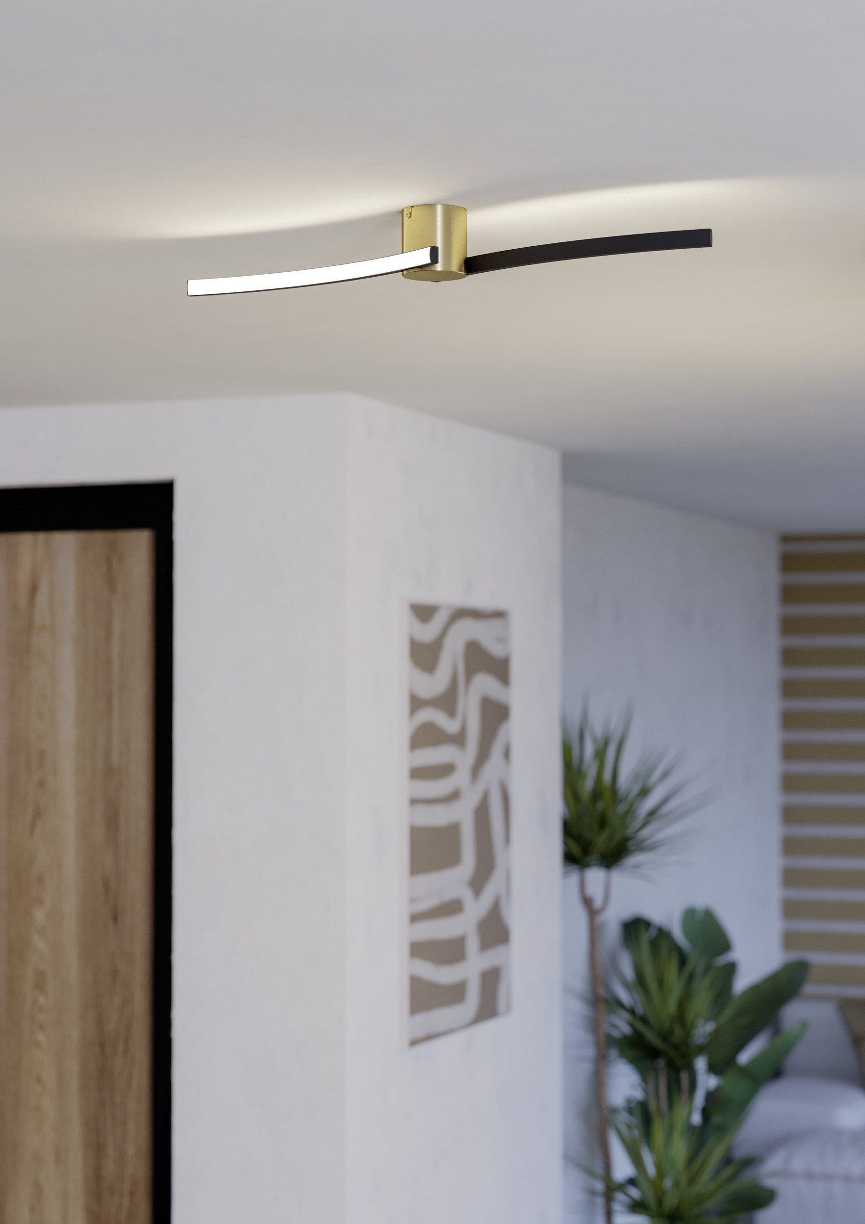 EGLO Deckenleuchte AIETA Deckenlampe - Stahl, Kunststoff - LED - 12W - IP20, LED fest integriert, Warmweiß, Wohzimmerlampe, Esszimmerlampe, Flur, Schlafzimmer, L72 x B13 x H8 cm