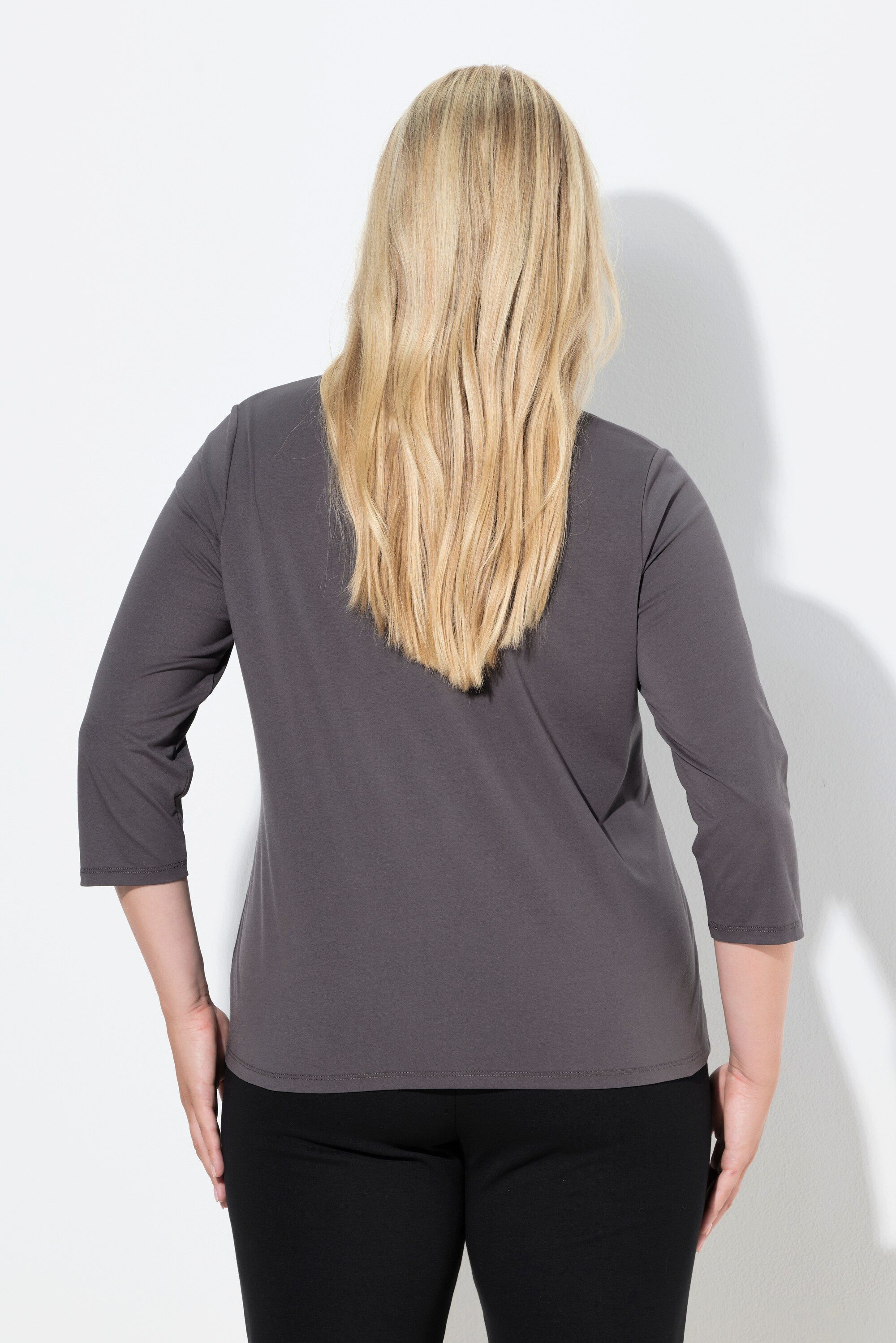 Ulla Popken T-Shirt Shirt Olivenzweig Classic Rundhals 3/4-Arm – Bild 3 von 4