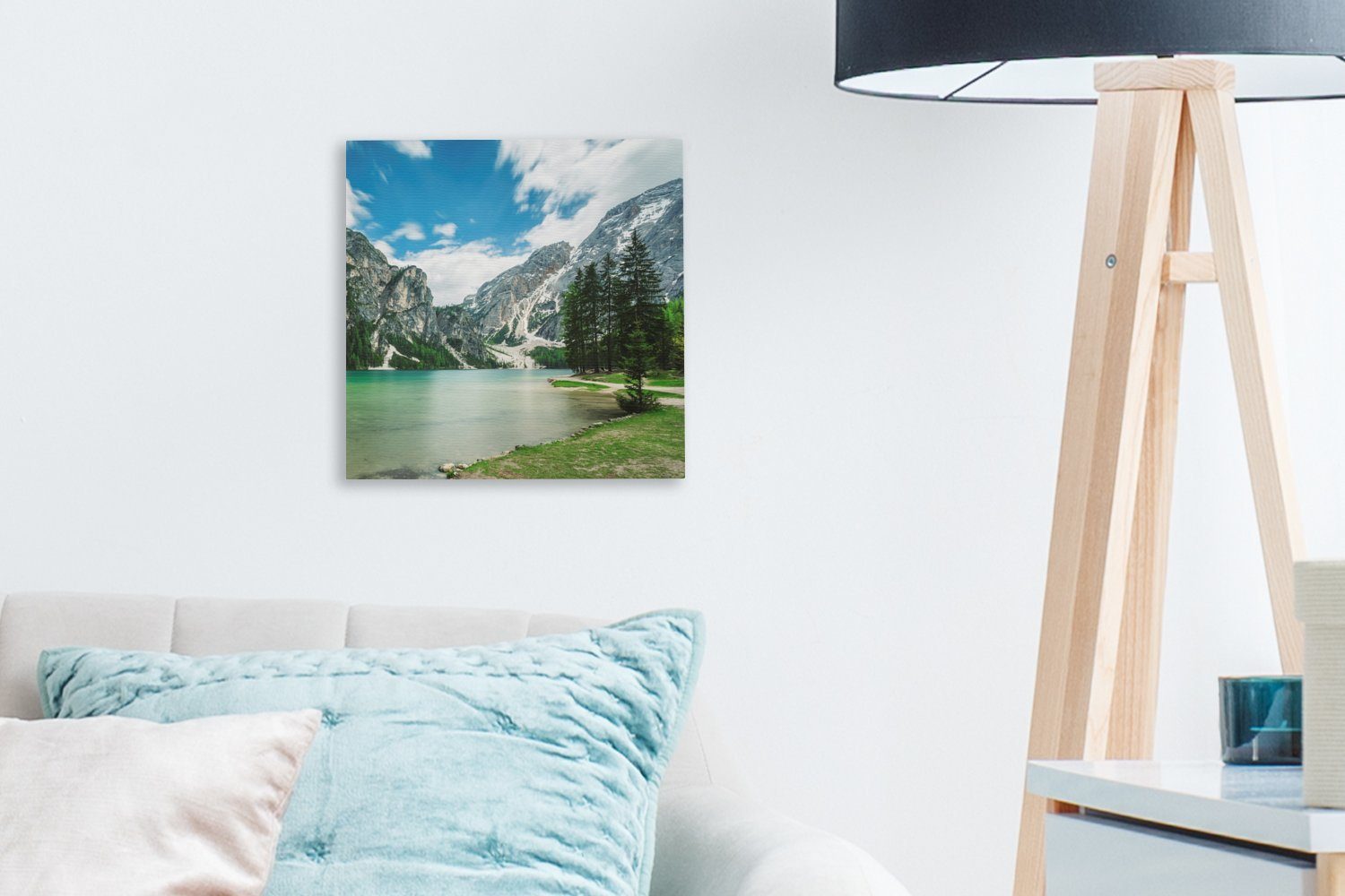 OneMillionCanvasses® Leinwandbild Tannenbäume am Pragser für Schlafzimmer St), in Leinwand Italien, (1 Wohnzimmer Bilder Wildsee