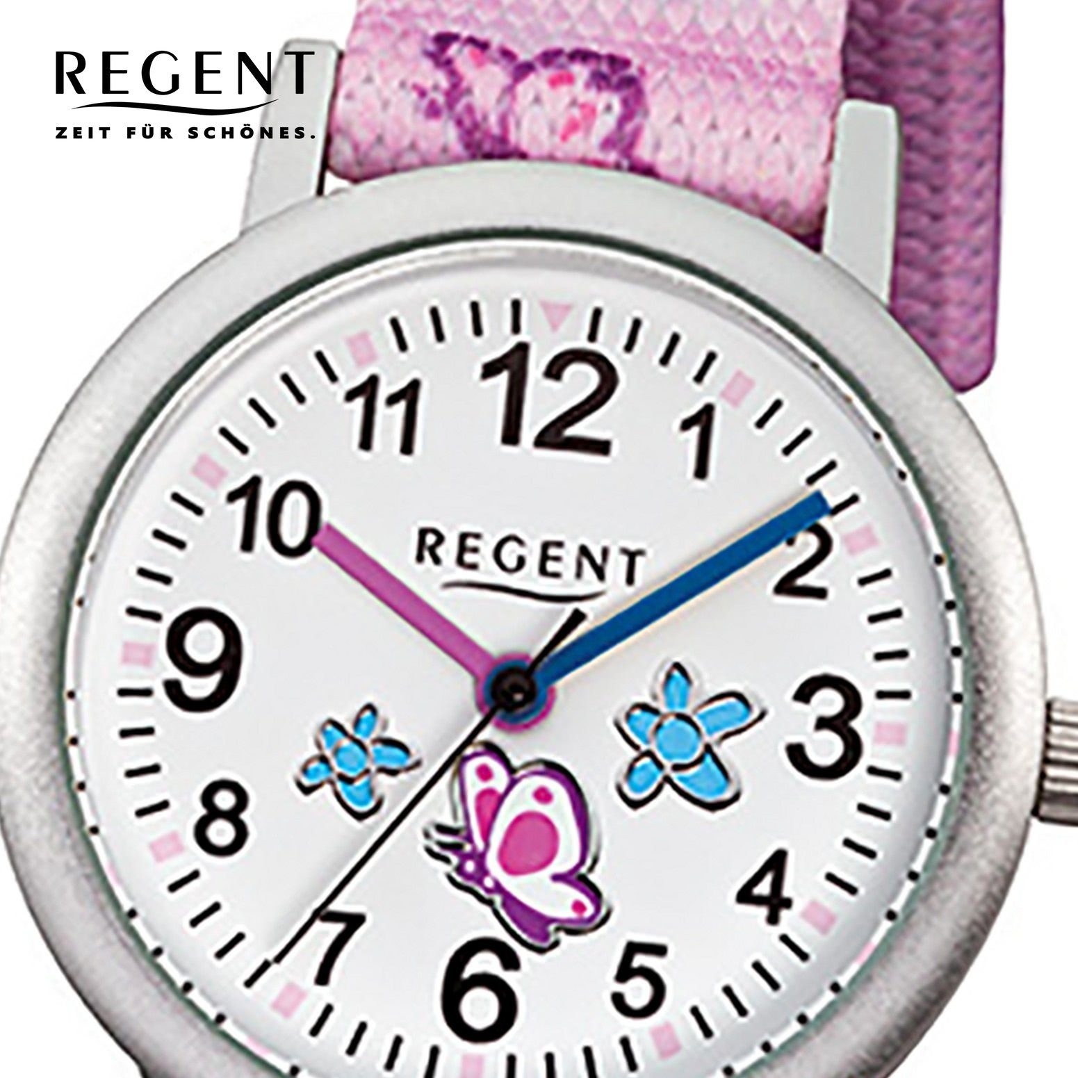 Textilarmband Analog Regent klein 30mm), rosa rund, Kinder Kinder-Armbanduhr Quarzuhr Regent Armbanduhr (ca. F-491,