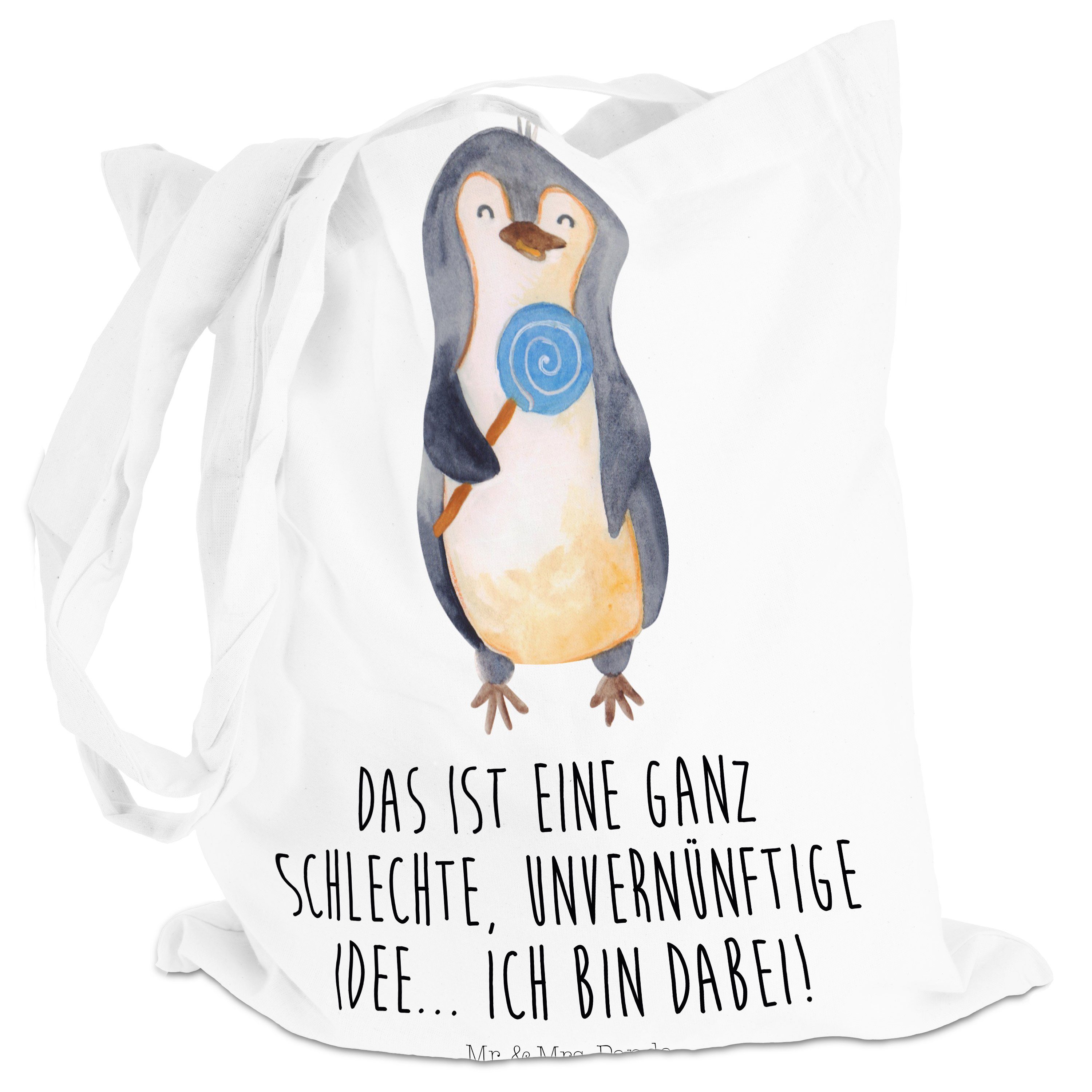 Mr. & Mrs. Panda Tragetasche Pinguin Beutel, (1-tlg) Geschenk, - Süßigkeiten, Beuteltasche, Lolli P Weiß 