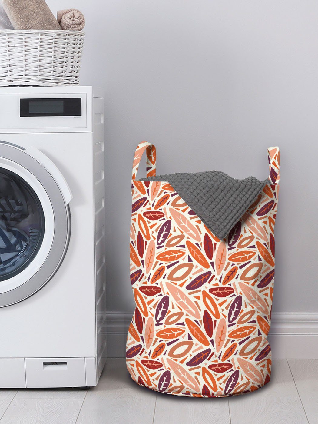 Kordelzugverschluss Wäschekorb Waschsalons, Herbstlaub mit Anordnung Griffen Blätter Abakuhaus für Wäschesäckchen von