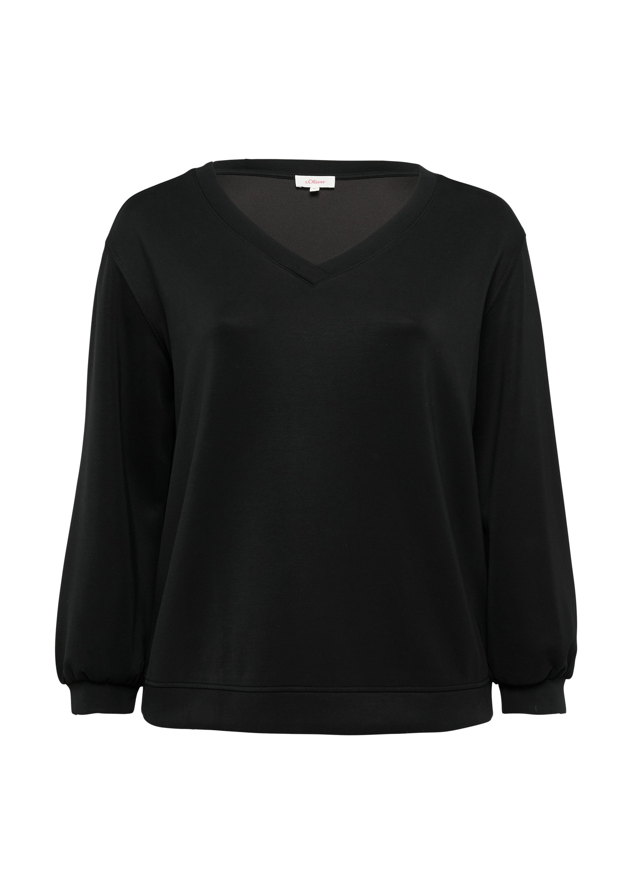 s.Oliver Sweatshirt Sweatshirt Scuba-Sweatshirt mit V-Ausschnitt günstig online kaufen