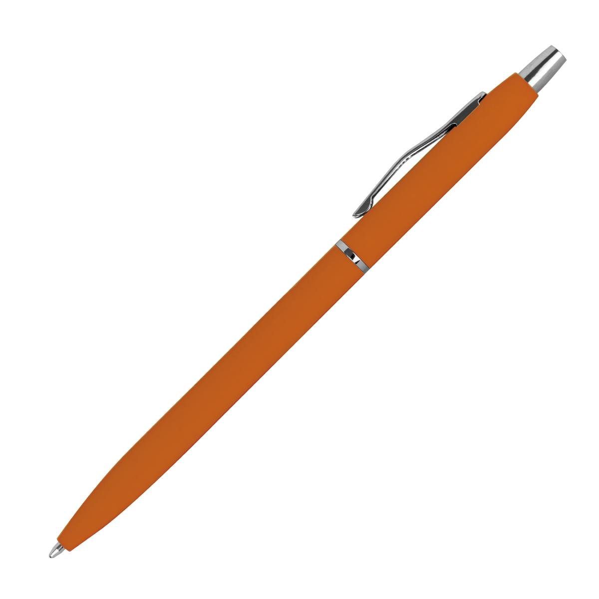 Livepac Office Kugelschreiber Schlanker Metall-Kugelschreiber / gummiert / Farbe: orange