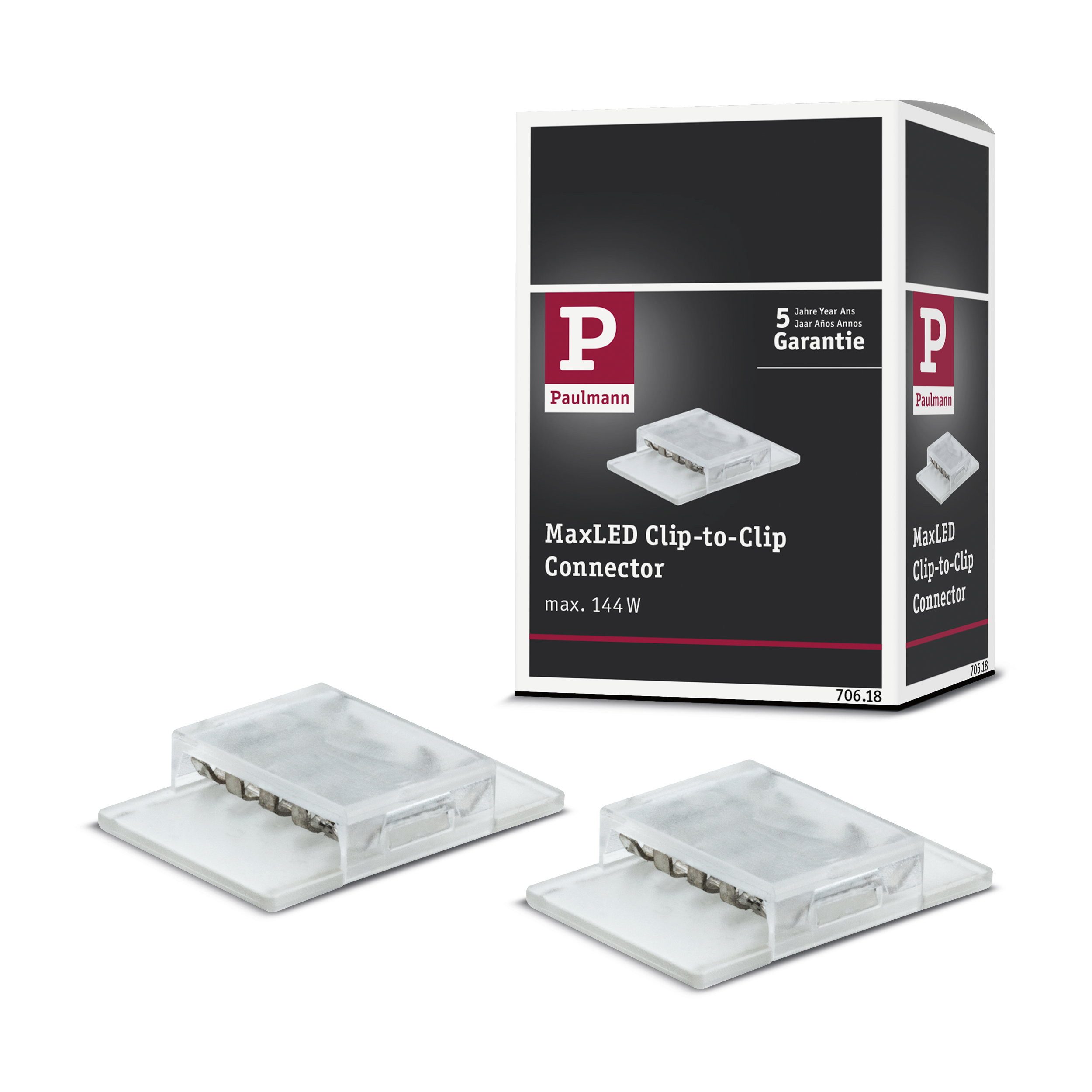 Paulmann MaxLED Zubehör Verbinder Clip-to-Clip Verbinder Weiß Lampen-Verbindungskabel