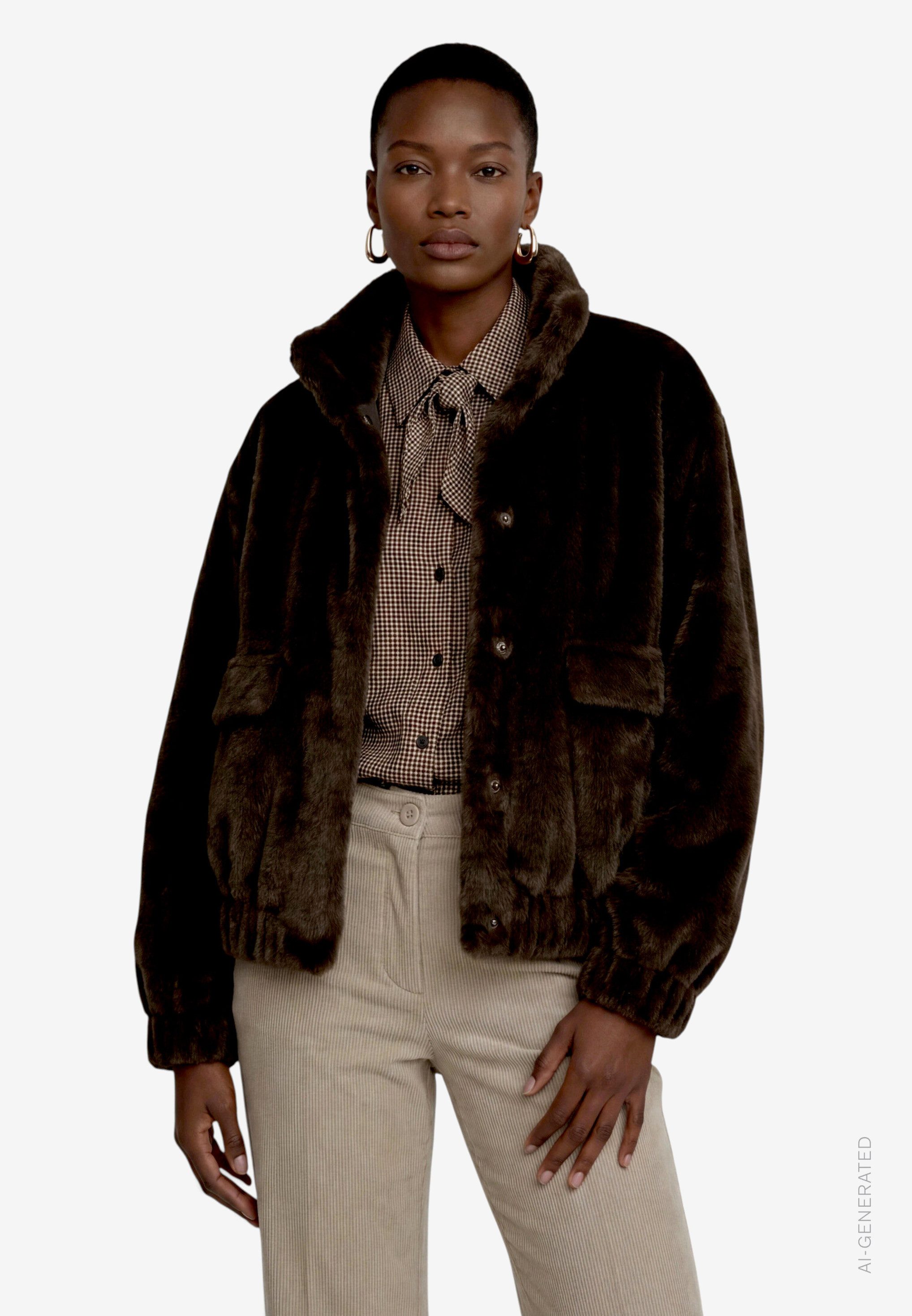 Zero Plüschjacke mit Taschenklappen
