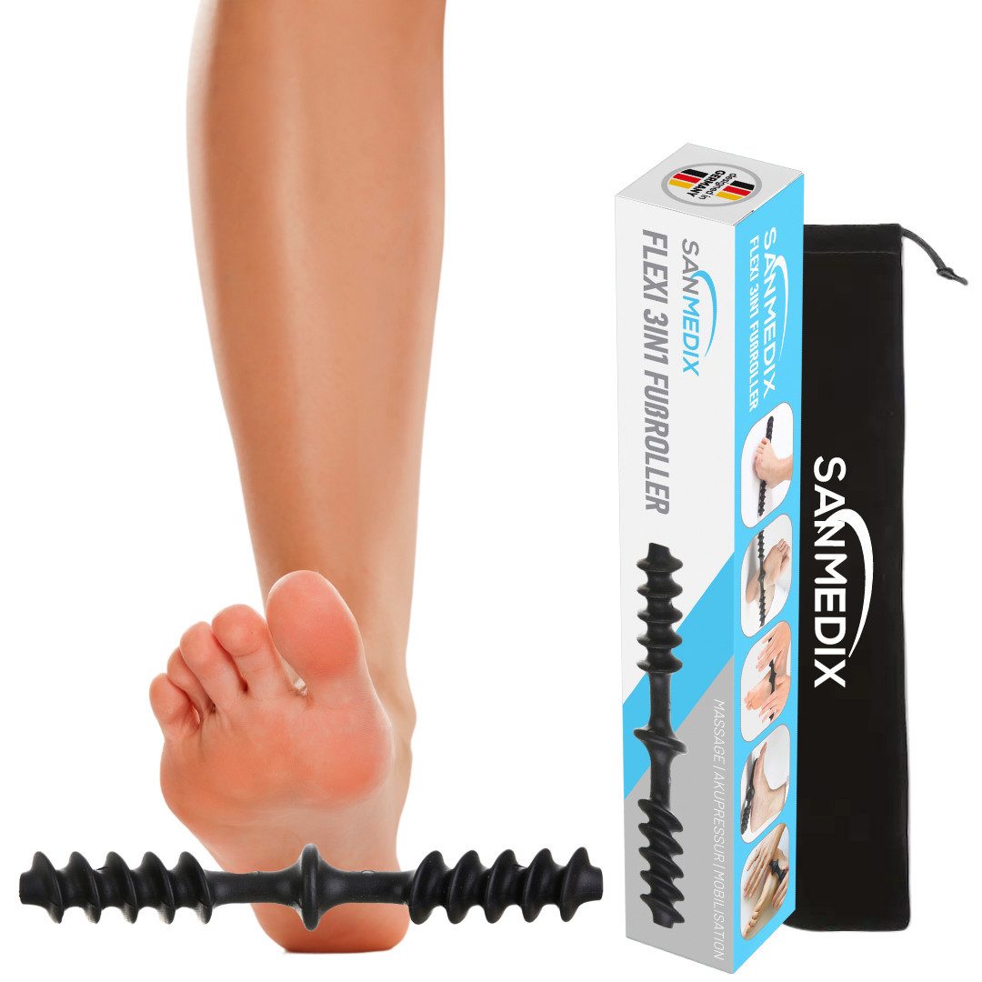 Sanmedix Fußmassagegerät Fußroller 3in1 Fußmassageroller - Mobilisation, Fußtrigger & Massage, Lindert & Entspannt bei Plantarfasziitis, Fersensporn & Hallux Valgus