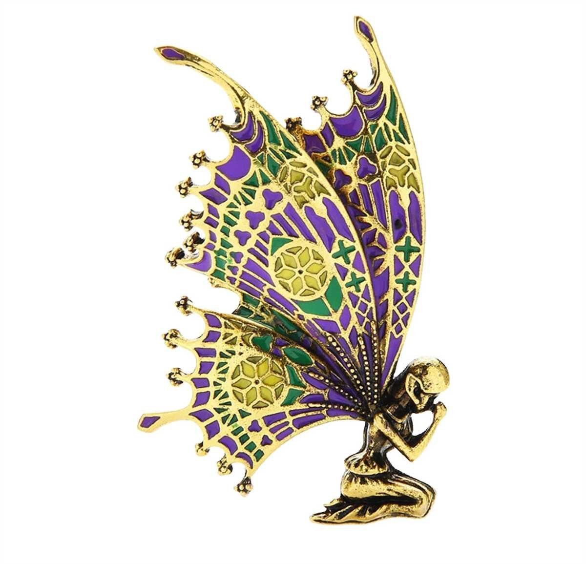 Dark-Desires Brosche Vintage Look Brosche Elfe violett, Damen Brosche vinta günstig online kaufen