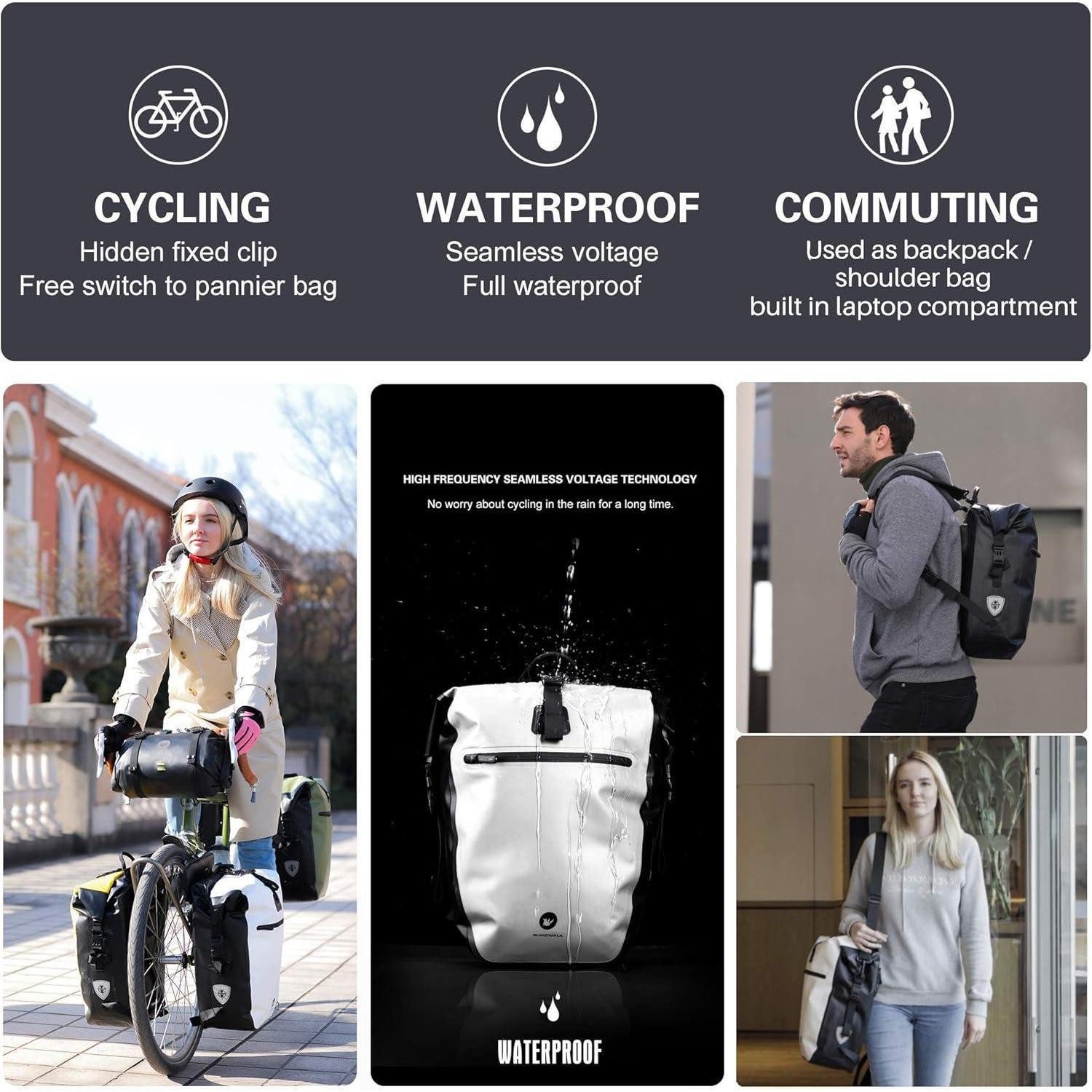 LuxusKollektion Fahrrad-Gepäckträger Fahrradtasche 3 in 1 Gepäckträger 27-30L Wasserdicht Multifunktional