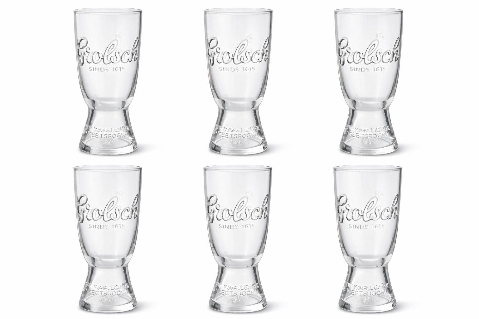 Mixcompany Gläser-Set Grolsch Biergläser 6er Set 0,5 L geeicht – Original Reliefglas mit