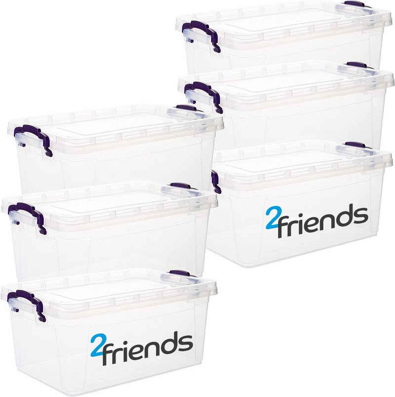 Centi Stapelbox Aufbewahrungsbox mit Deckel, Stapelbar Plastikbox mit Deckel (Spar Set, 6 St., 11,5 cm x Breite 26 cm x Tiefe 17 cm 3L), Kisten Aufbewahrung mit Deckel und Griffen