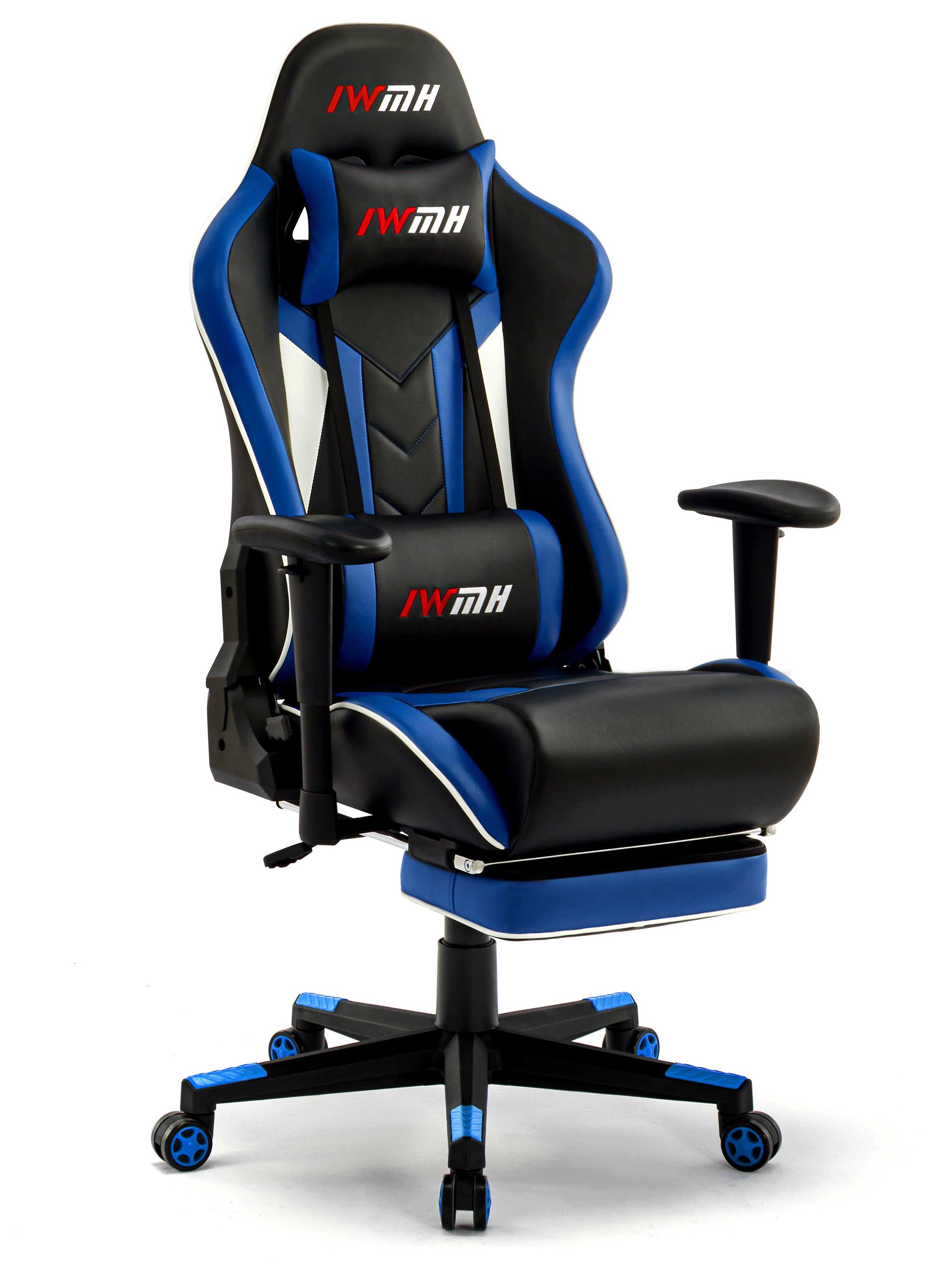 Intimate WM Heart Gaming-Stuhl Ergonomischer Bürostuhl mit Versenkbarer Fußstütze blau