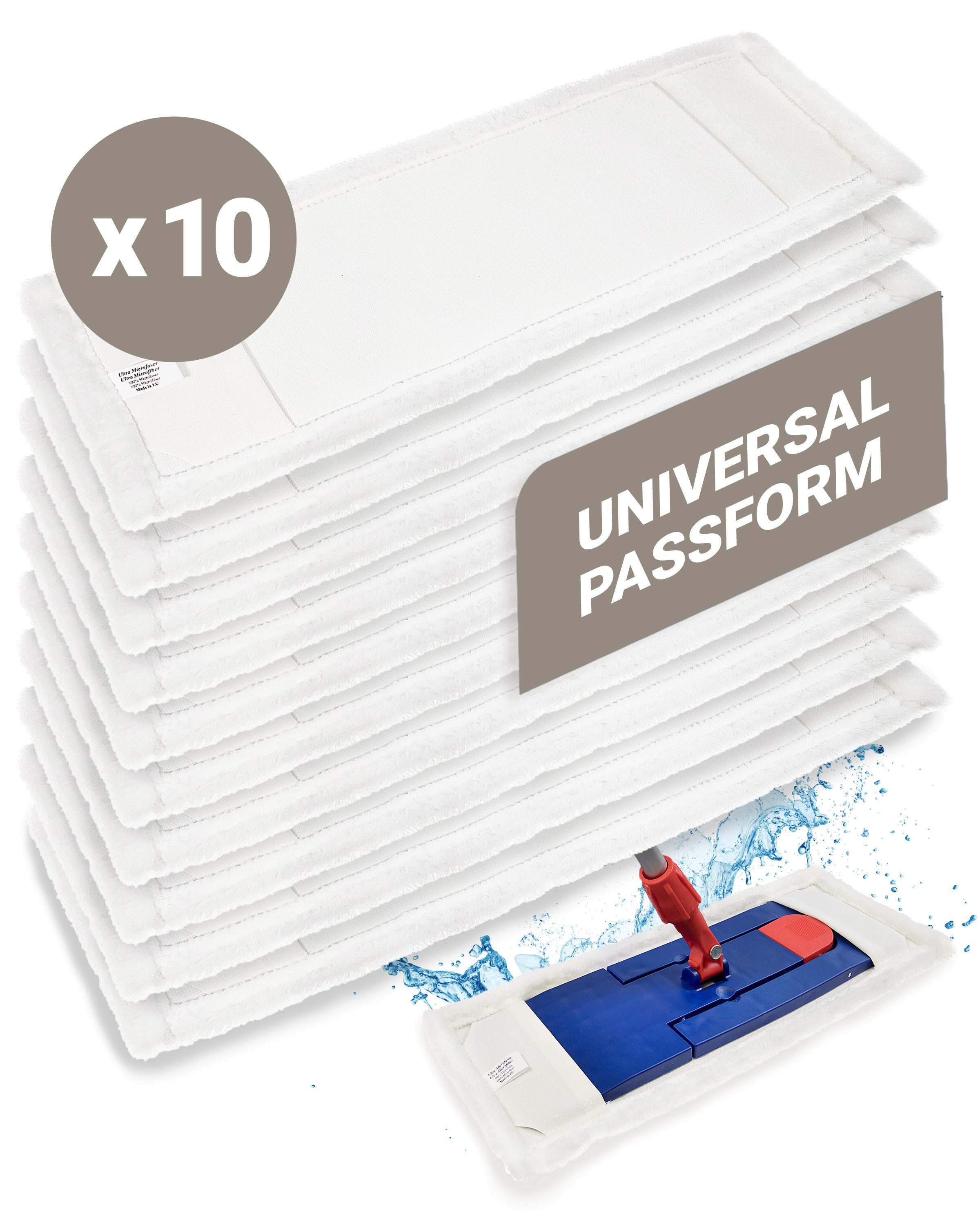 Wischmopp 10x Profi Wischmopp 40cm mit Fransen – Aus 100% robustem Mikrofaser