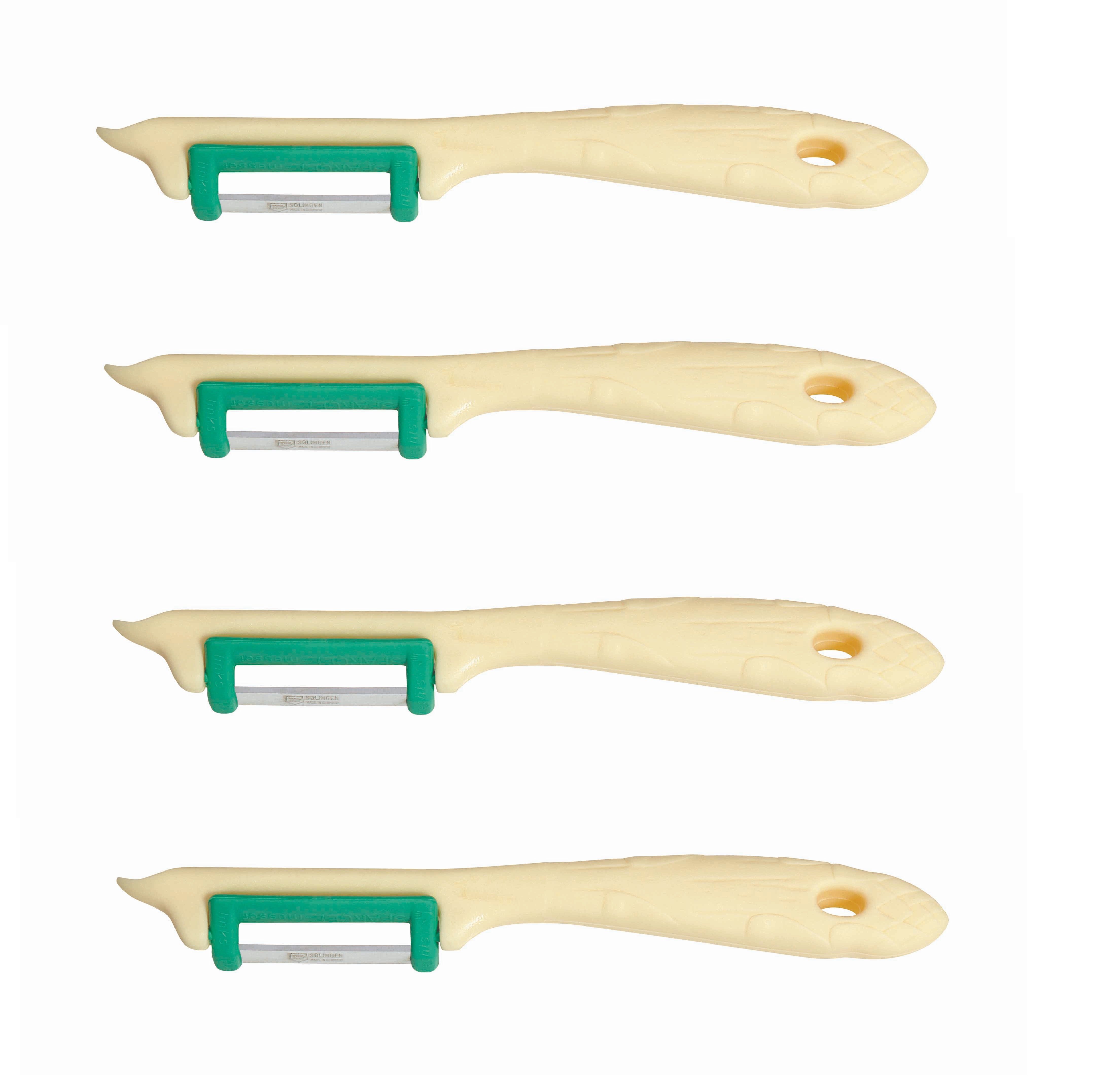 Neustanlo Spargelschäler Neustanlo, Spargelschäler Set, vielseitiger Obst- und Gemüseschäler, Pendelschäler für Links- und Rechtshänder, 4-teilig, beige/grün