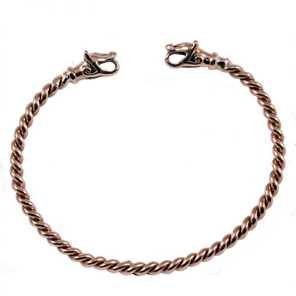 HOPLO Armband Armreif Wikinger-Wolfsköpfe Bronze Armspange groß