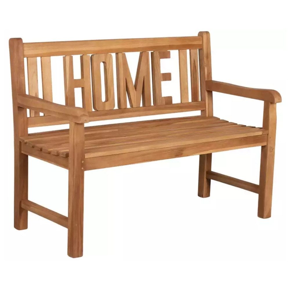LebensWohnArt Sitzbank Massivholz Teak Sitzbank HOME 120cm Gartenbank Holzbank