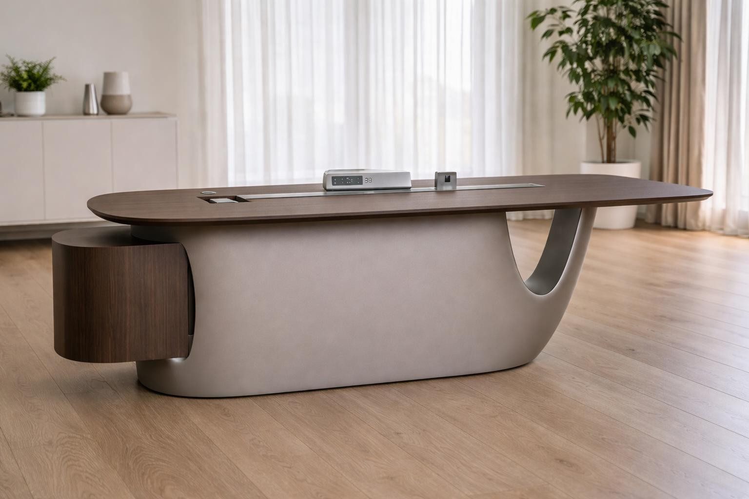 Xlmoebel Eckschreibtisch Eleganter Chefschreibtisch mit geschwungenem Design und Stauraum, Made in Europa