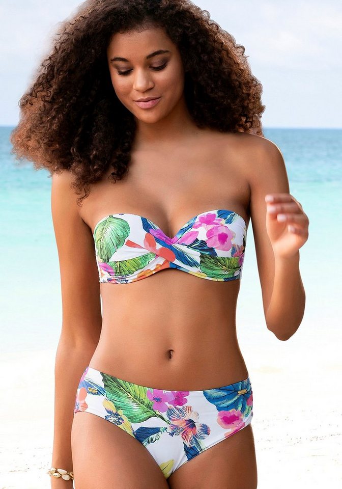 Bademode - LASCANA Bügel Bandeau Bikini sommerlich bedruckt › weiß  - Onlineshop OTTO