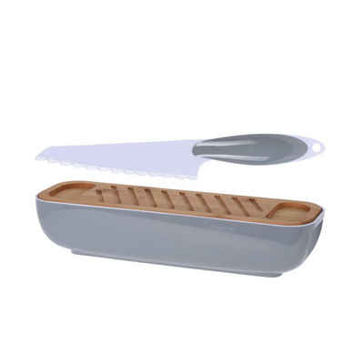 Neuetischkultur Brotkasten »Brotdose mit Messer farbig sortiert«, Kunststoff, Holz, (3-tlg)