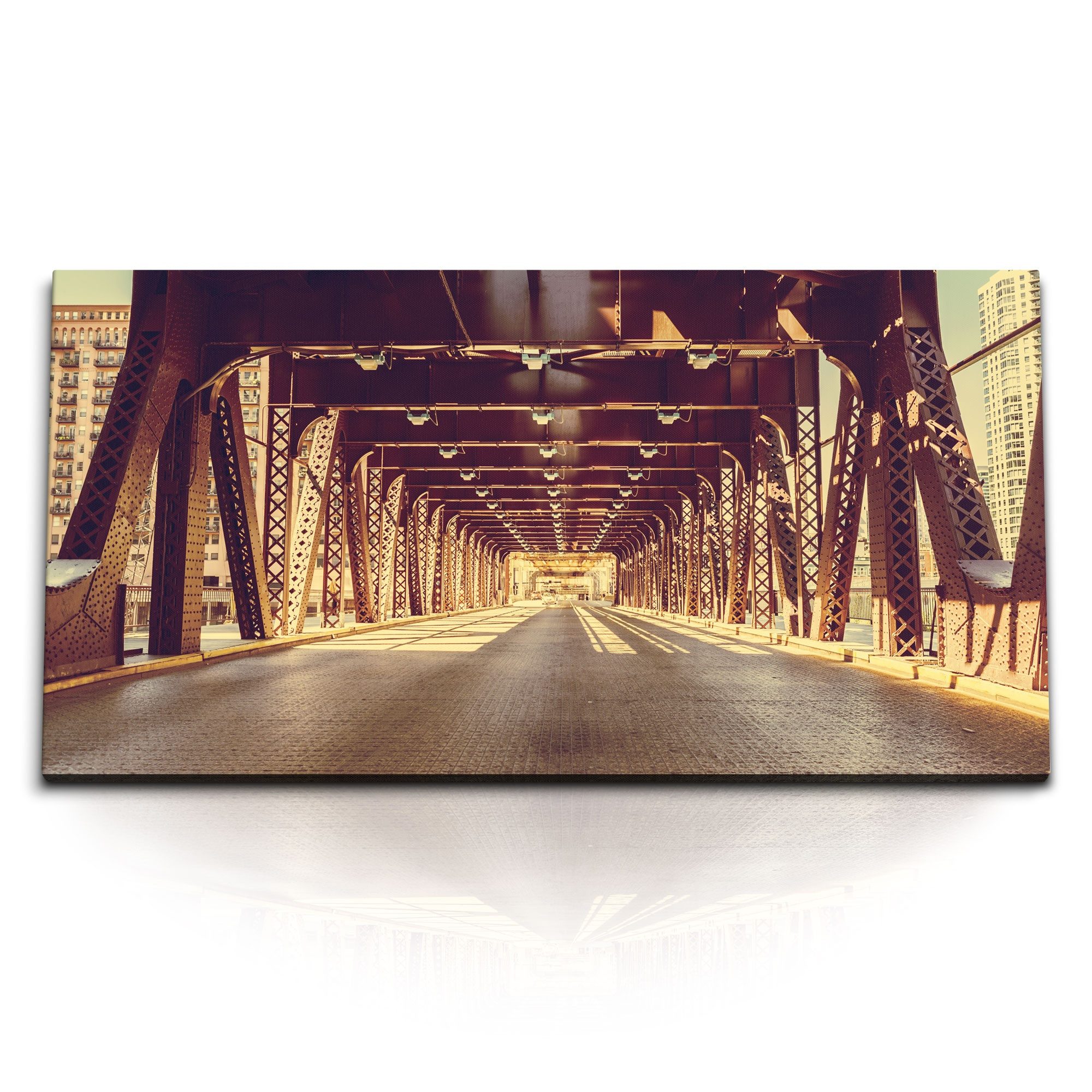 Leinwandbild Kunstdruck Bilder 120x60cm Chicago USA Großstadt Eisenbrücke Urban