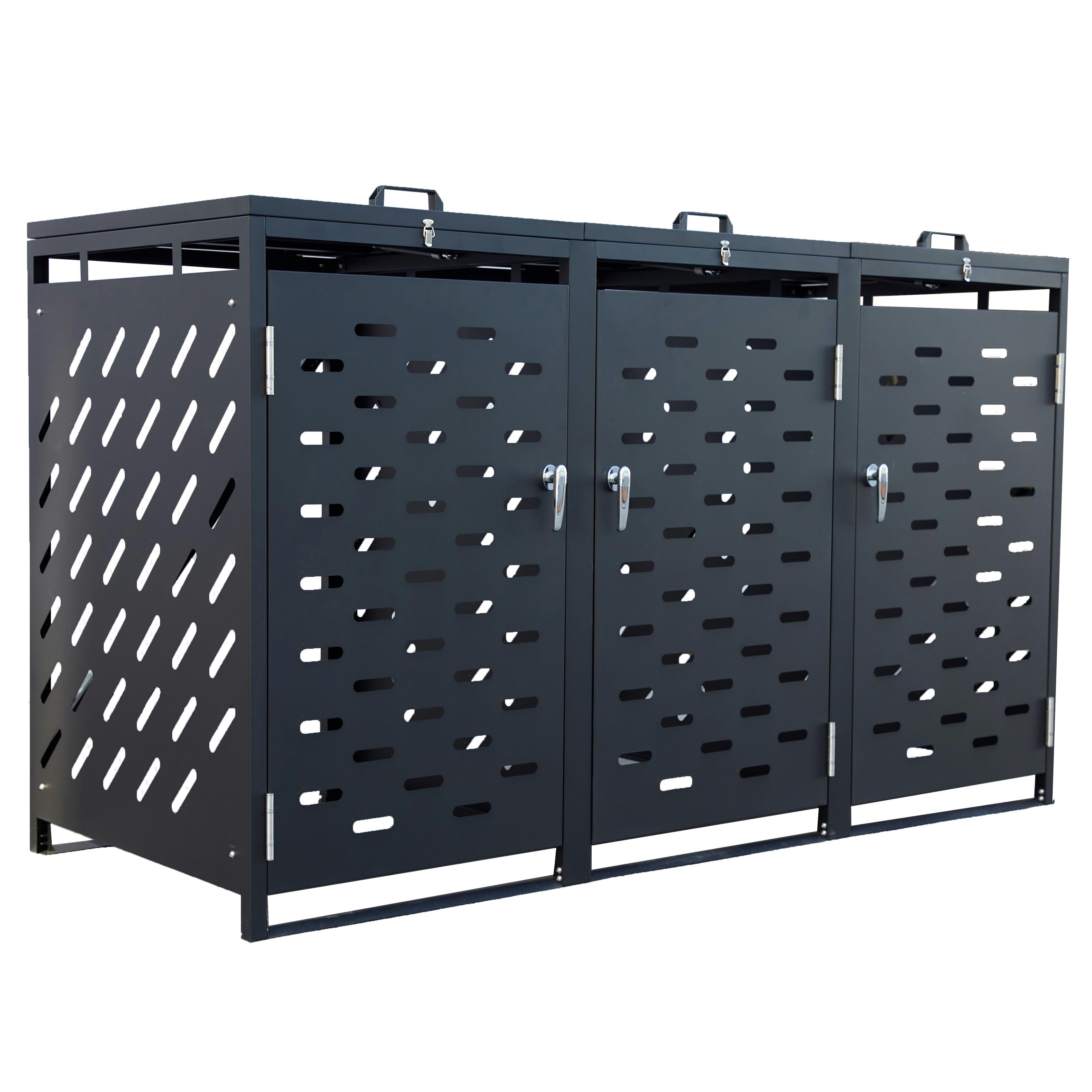 ESTEXO Mülltonnenbox Müllbox Mülltonnenverkleidung 3 Türen Box Anthrazit mit Deckel