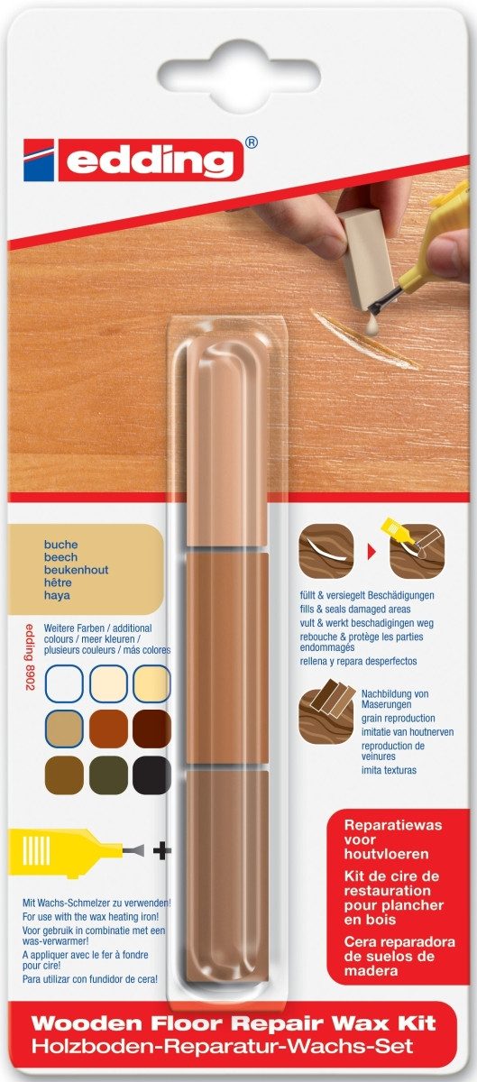 edding Bastelfilz Holzboden-Reparaturwachs edding 8902 Blisterverpackung buche